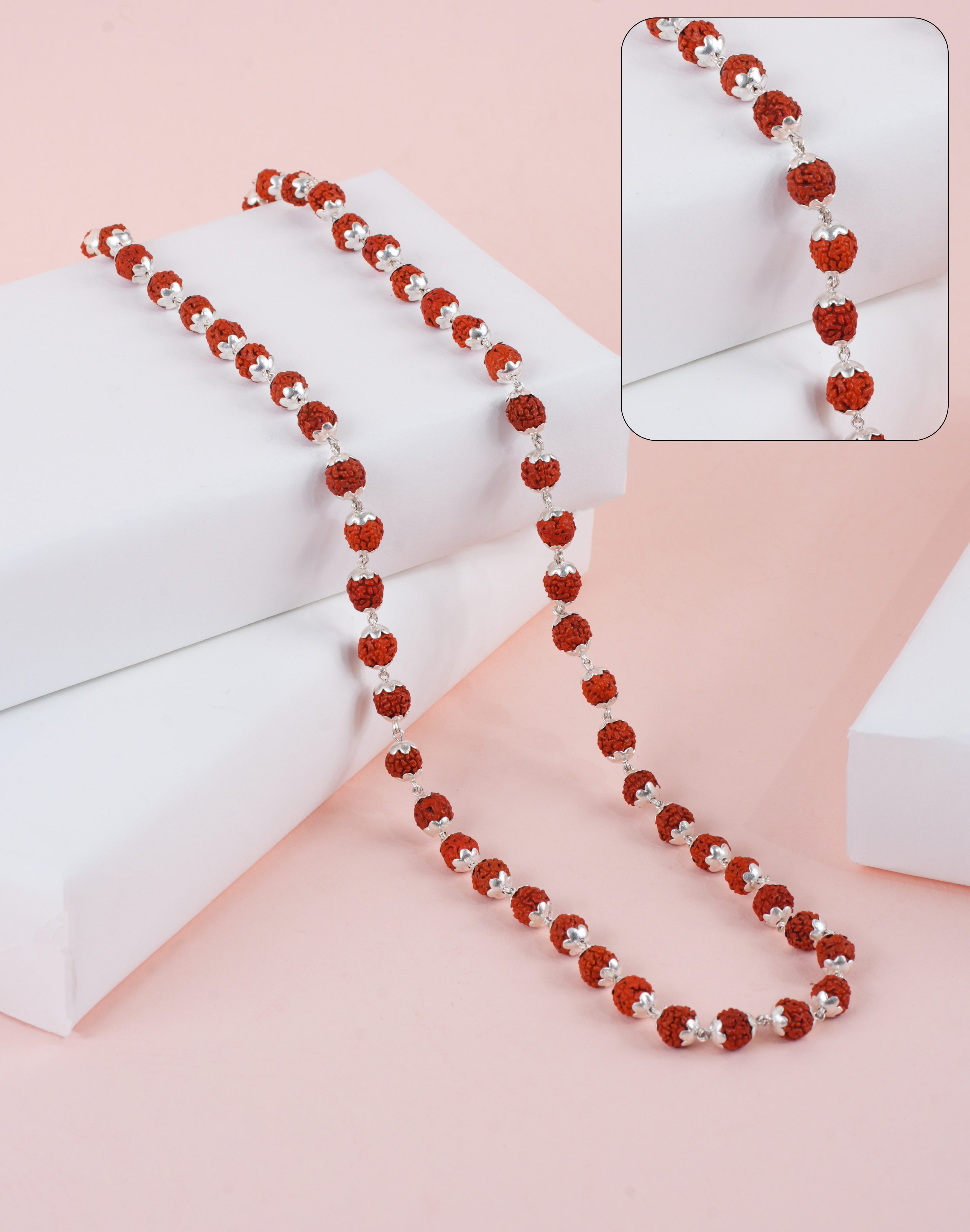 RUDRAKSH SILVER KAILASH MALA 925 6-7 MM