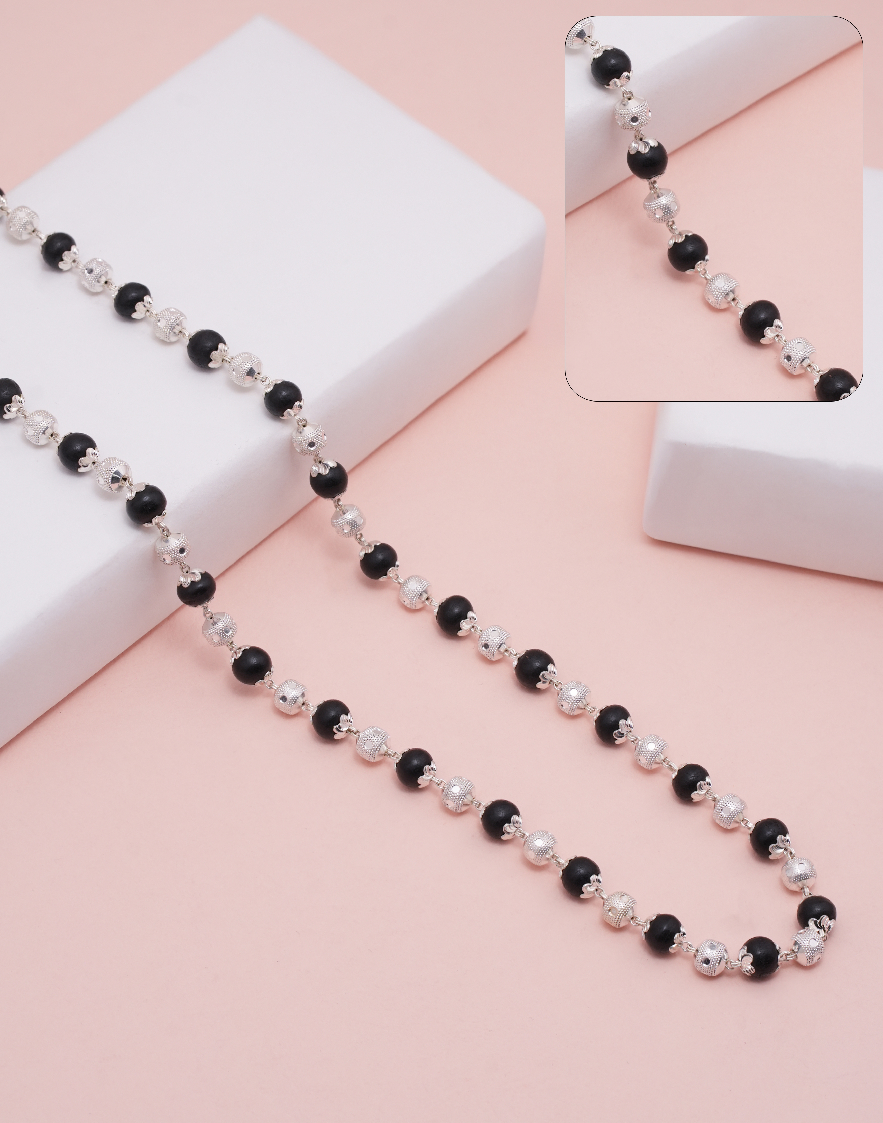 KARUNGALI FANCY MALA 925 CNC 8-9 MM