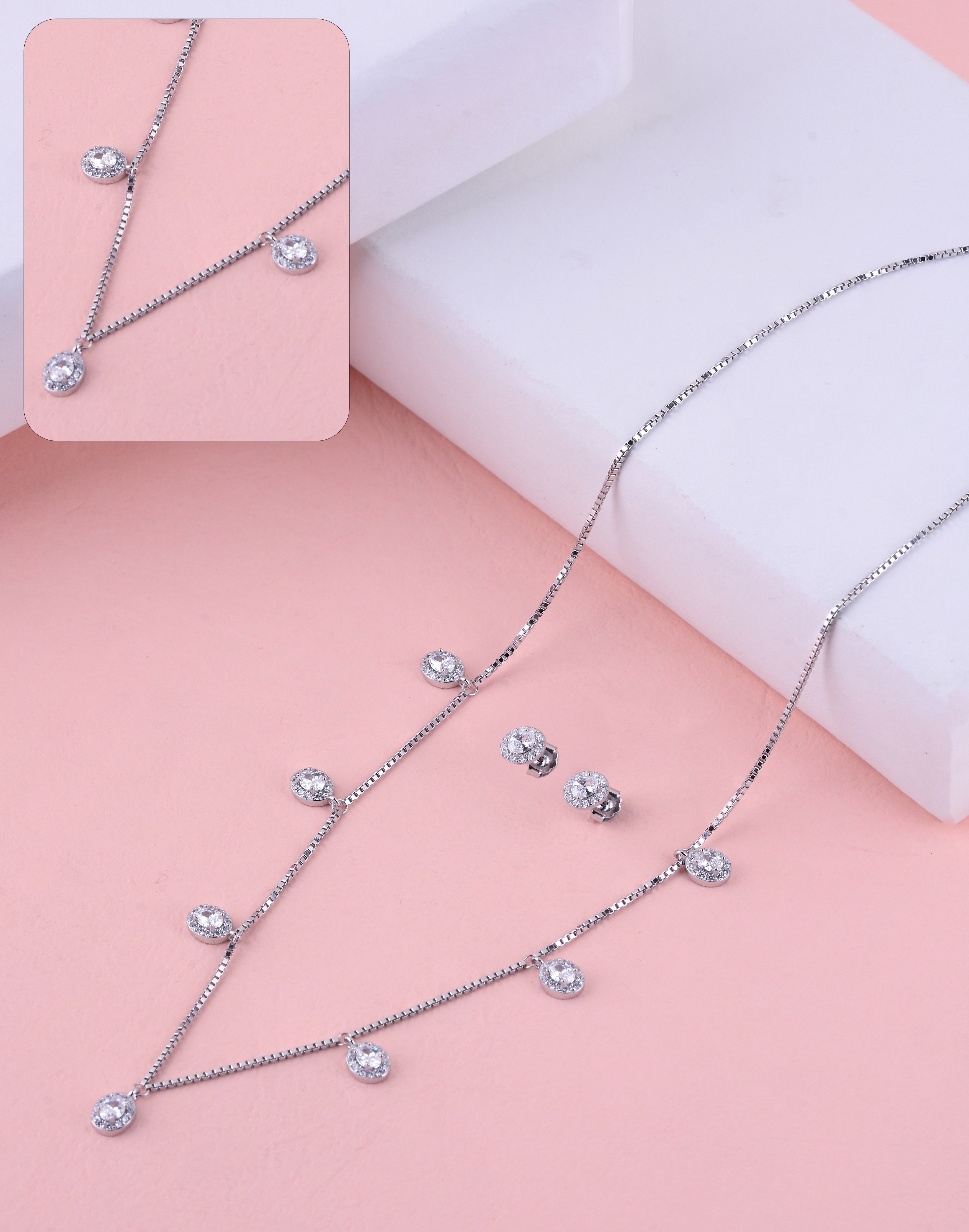 92.5 Sterling Crystal Drop Grace Dokiya Set