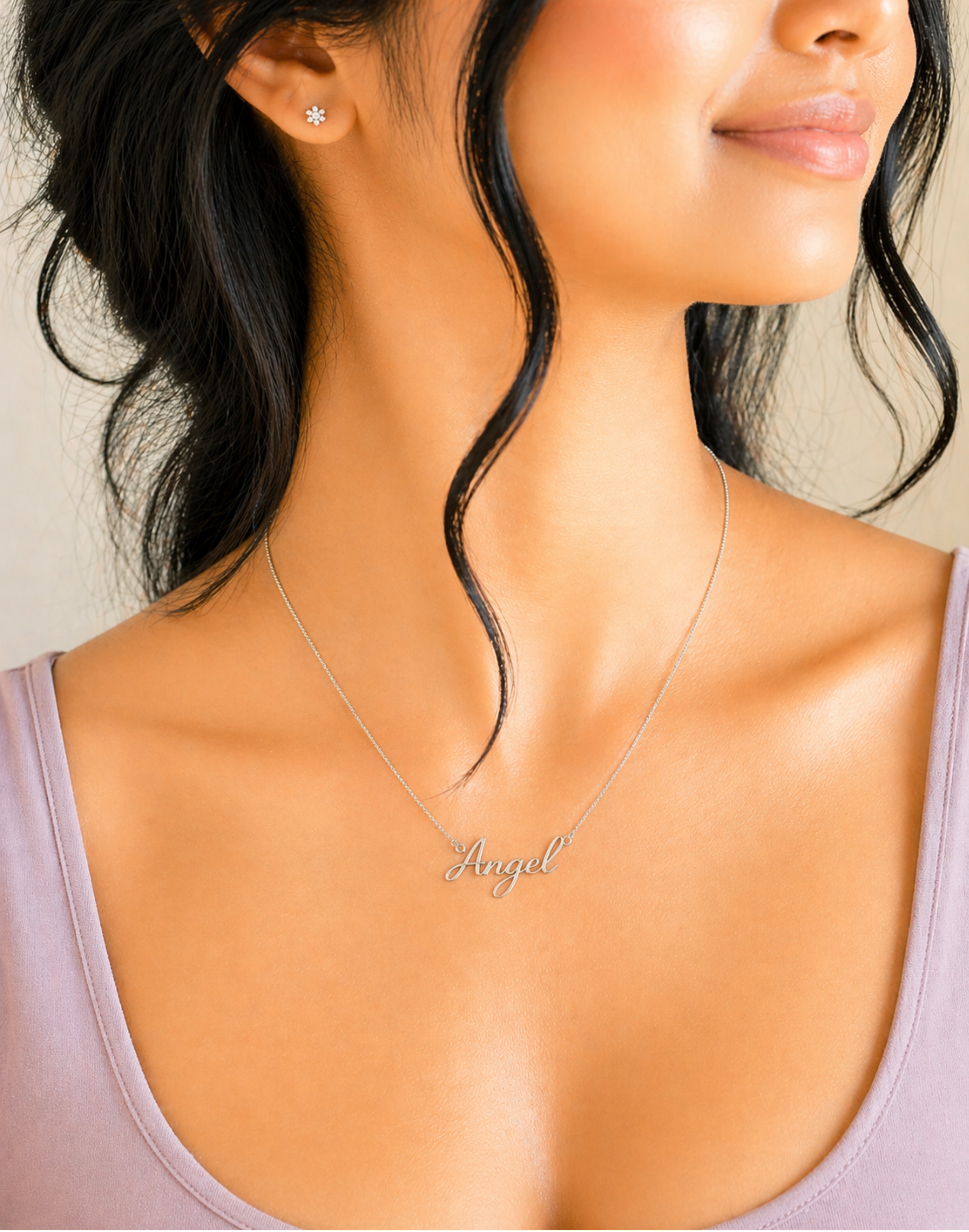 92.5 Sterling Custom Name Pendant with Chain