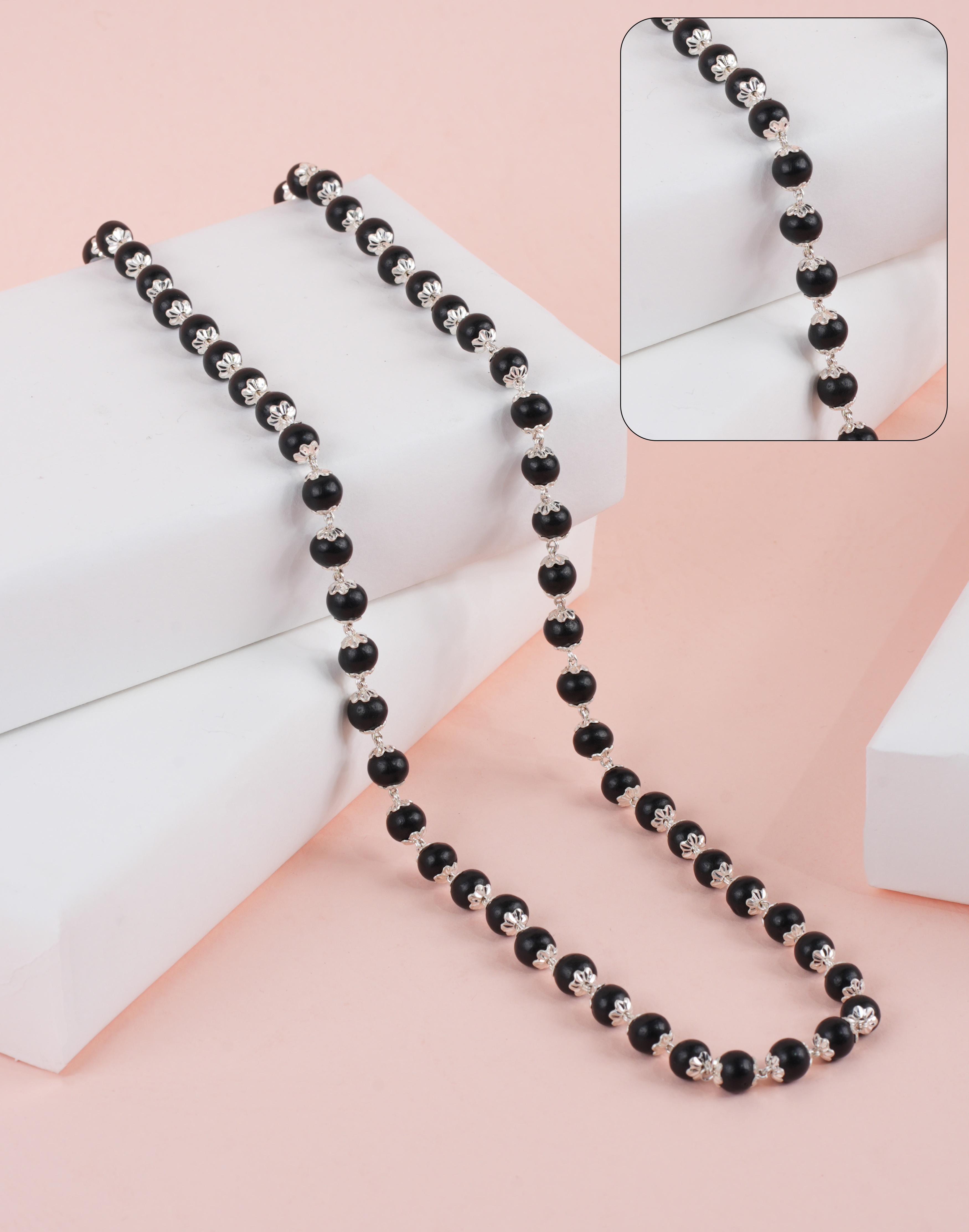KARUNGALI MALA STRAIGHT CUT TOPRI MALA 925 7-8MM