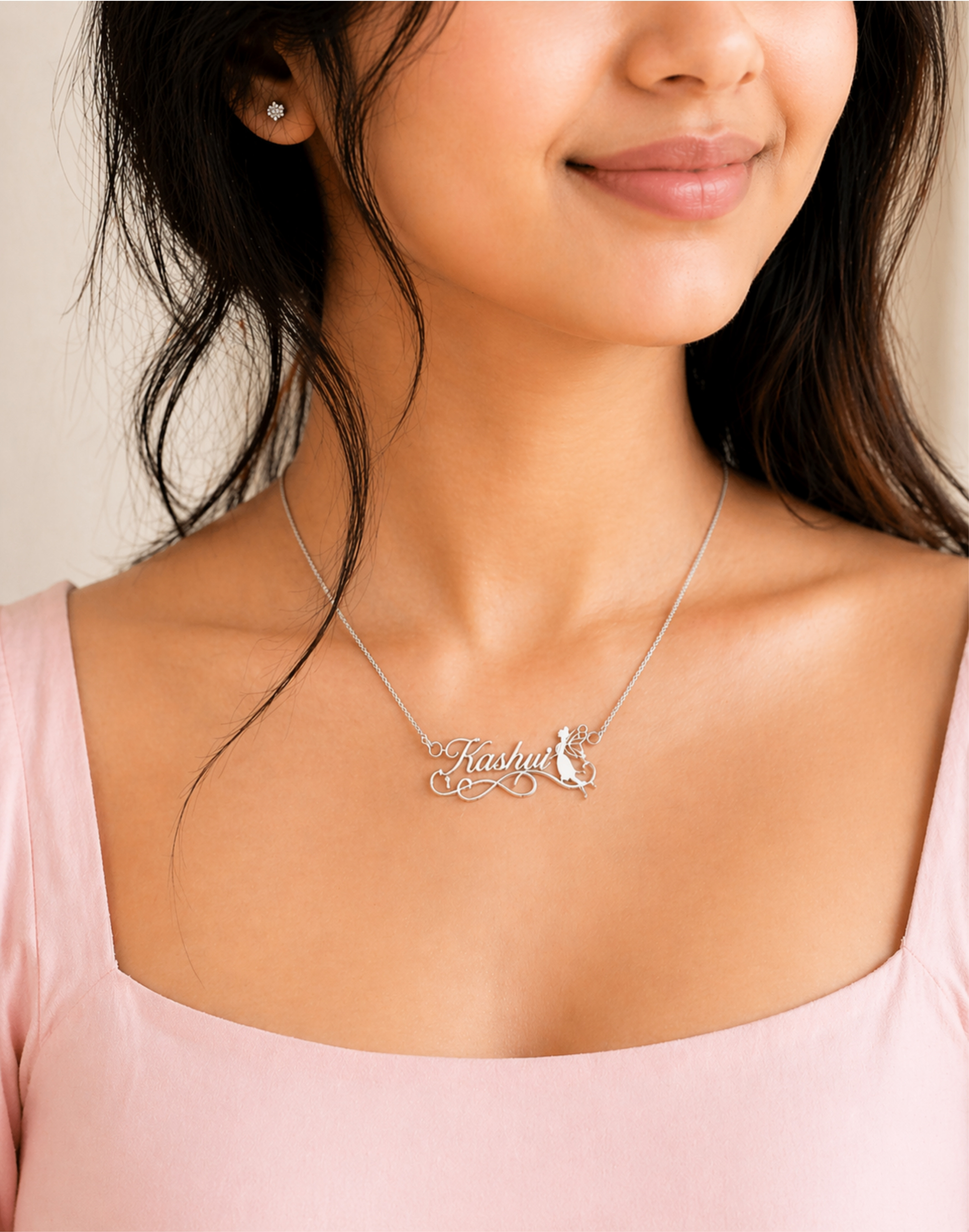 92.5 Sterling Custom Fairy Name Pendant With Chain